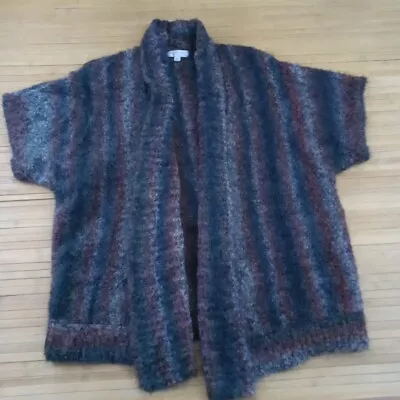 Vintage Womans Nordstroms Mohair Wool Blend Short Sleeve Cardigan Sweater XL • $45