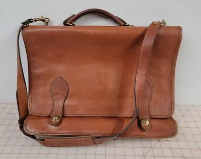 Schlesinger Executive Leather Briefcase Messenger Bag Brown USA Made • $99.99