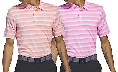 Adidas Men's Two Color Striped Golf Polo Shirt Pink Coral NEW $60 • $22.99