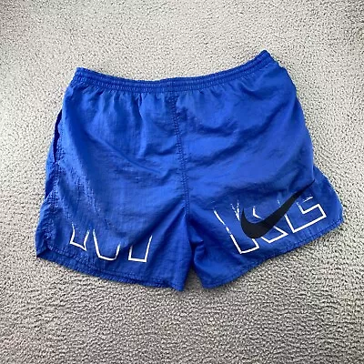 Nike Vintage Shorts Mens Large (meas 36x6) Blue Pockets Drawstring Lightweight • $5.99