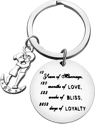 10th Wedding Anniversary Keyring Gifts For Him Her 10 Years Anniversary Wedding • £12.10