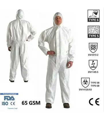 £5.68 • Buy Disposable Coverall Type 5/6 Protection Hooded Overall Suit Boilersuit Paint