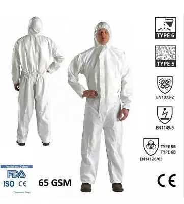 Disposable Coverall Type 5/6 Protection Hooded Overall Suit Boilersuit Paint • £6.78