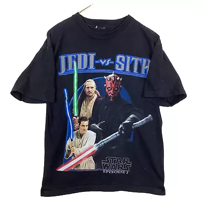 Vintage Star Wars Episode 1 Jedi Vs Sith T-Shirt Medium Black • $42.49