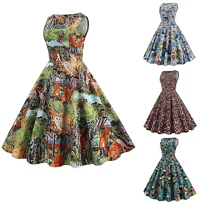 Womens Retro Christmas Dress Ladies Xmas Party Skater Swing Fancy Dress Costume • $36.30