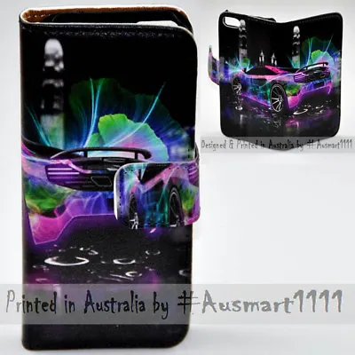 For Sony Xperia Series - Neon Car Theme Print Wallet Mobile Phone Case Cover • $13.98