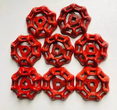Lot Of 8 VTG RED Water Valve Handles Steampunk Distressed Farmhouse  • $15.25