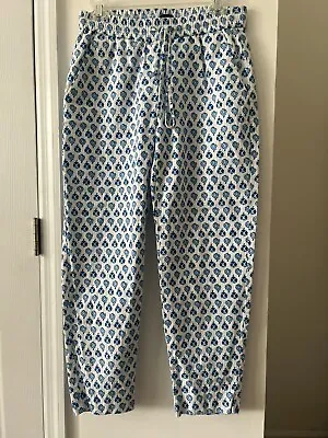 J. Crew Size 4 NEW Linen & Cotton Pajama Pants White With Bluebells • $19.95