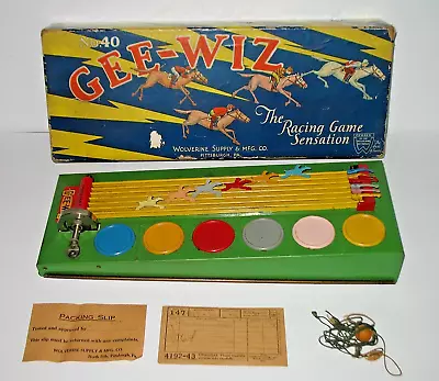 Wolverine Supply Gee Whiz Tin Litho Vintage 1920's Horse Racing Game No 40 W/box • $49.95