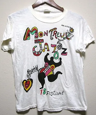 Vtg 1984 MONTREUX JAZZ FESTIVAL T-shirt Fits M 80s Niki De Saint Phalle Nana Art • $78.75