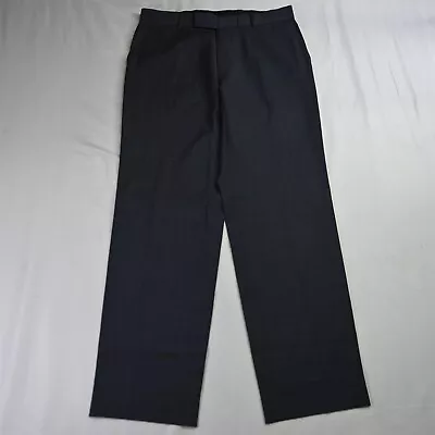 HUGO BOSS 33x32 James Brown Blue Check Straight Wool Mens Dress Pants • $24.99