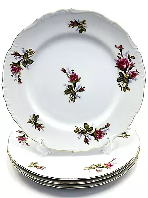 Empress China Moss Rose 1825  DINNER Plates  4  Japan 10.5  Ruffled Edges Gold • $59