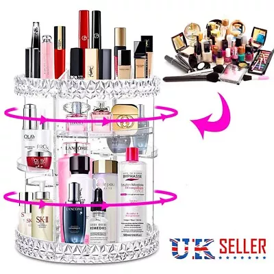 Rotating Makeup Organiser Large 360 Cosmetic Storage Box Perfume Display Stand • £9.99