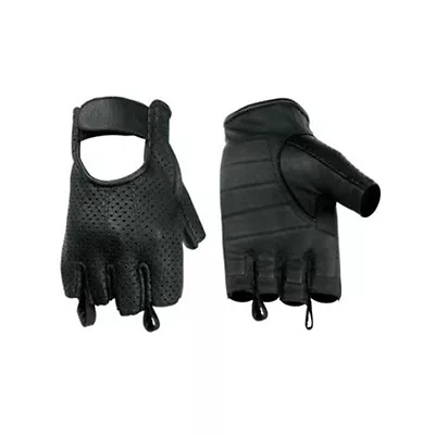 Hugger Men's Leather Fingerless Motorcycle Riding Gloves Summer Breathable Back • $19.94