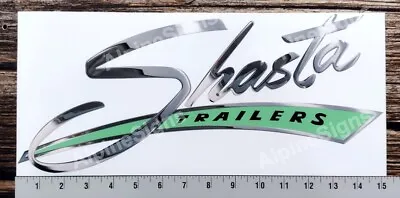 Vintage Shasta LARGE Mint Green Camper Trailer RV Sticker Decal 15 X6.5  • $32.49