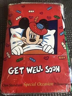 Vintage Disney Mickey Mouse Donald Duck Double Sided Pillowcase Get Well Soon • $29.71