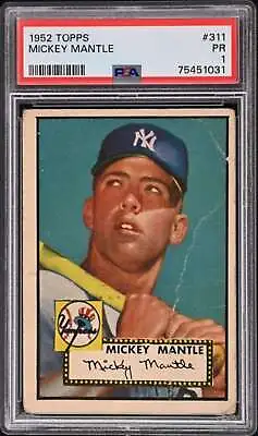 1952 Topps #311 Mickey Mantle PSA 1 Yankees  (1031) • $42500