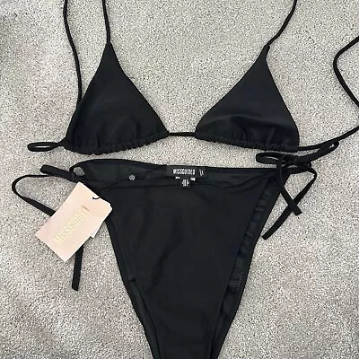 Miss Guided High Waisted Black Bikini Bottom And Triangle Top Size 8 • £3.99