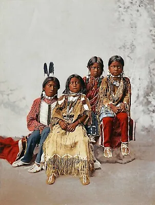 £3.99 • Buy Native American Ute Indian Portrait Group Of Children 10x8 Photo Print Picture
