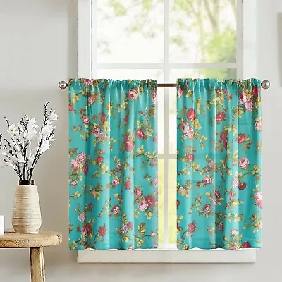 Poly Cotton Vintage Floral Print Café Tier Curtains Kitchen Home Décor • $22.99