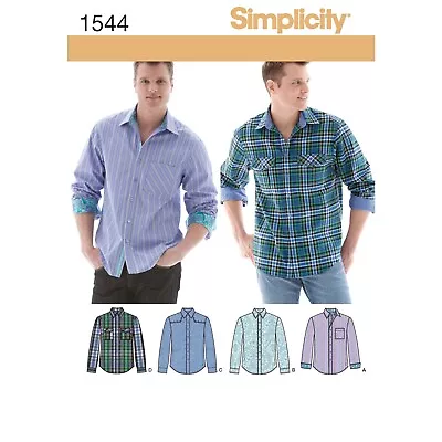 SIMPLICITY 1544 MEN'S SHIRTS Sewing Pattern Sizes 34-42 & 44-52 • £12.65