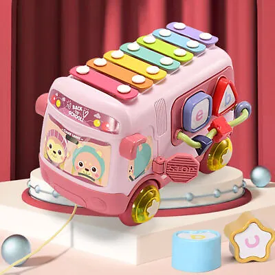 Baby Musical Bus Toys Toddler Activity Cube With Lights & Sounds Kids Toy Gift • £11.92