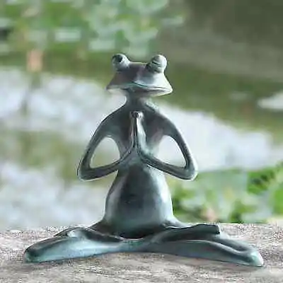 Aluminium Outdoor Statue Meditating Yoga Frog Fantasy Garden Sculpture Décor • $110