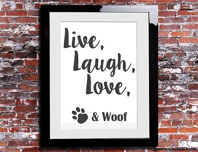 £5.99 • Buy Live Laugh Love Woof Dog Print Gift Present Keepsake Canvas Family