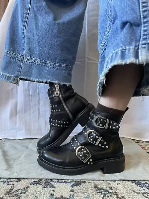 Rare Vintage Frye Alice Studded Moto Ankle Boot W8.5 (fits Like 7.5/8) • $60