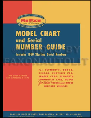 1914-1950 Dodge And Plymouth Model Chart And Serial Number Guide Car And Truck • $67.83