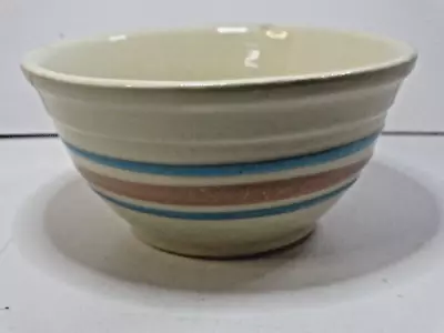 Vintage McCoy Pink & Blue Striped 8  Serving Bowl Stoneware • $23.98