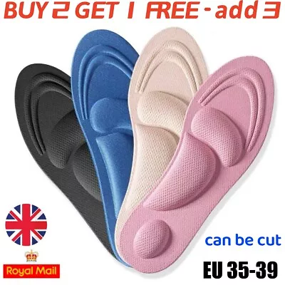 4D Memory Foam Insoles Arch Support Extra Comfort Orthotic Shoe Pads Adult 35-45 • £3.36