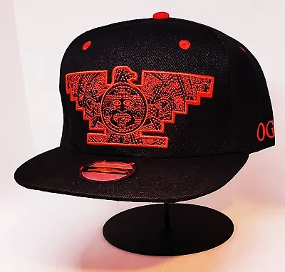 Custom Aztec Huelga Bird Chicano Chicana Lowrider Culture  Black Red Hat Aztlan • $29.95