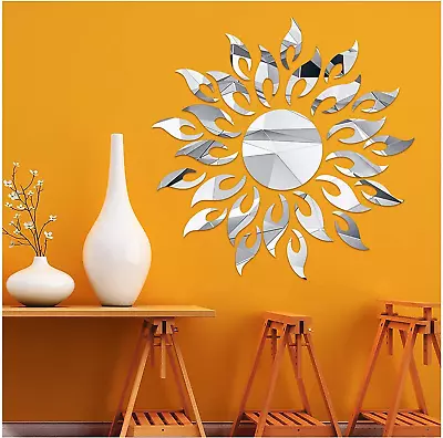 3D Mirror Sunlower Wall Decor Sticker CUNYA Peel And Stick Wall Art Decals Rem • $10.49