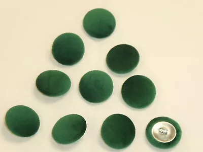 10 X Upholstery Buttons In EMERALD GREEN - Plush Velvet (Size: 25mm) • £4.95