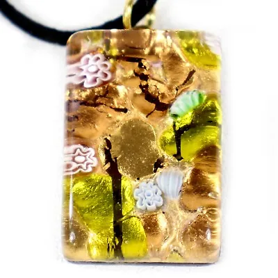 Vintage Murano Italian Glass Pendant Signed Vetro Di Murano Multicolor With Cord • $15.99