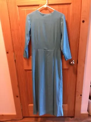 Amish Mennonite Hand Made Ladies L/S Slv Aqua Green Dress B37 EUC Plain Clothing • $14.99
