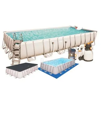24ft Large Swimming Pool 56475 With Sand Filter Pump+25 Kg+LED Light.UK Stock • £1699