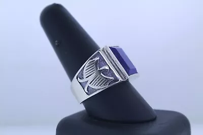 Sterling Silver Lapis Lazuli Gemstone Ring With Eagle Logo Size 11 • $75