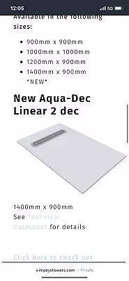 Impey Aqua Dec Linear 2 Wetroom Tray 1400 X 900 With Waste Ad2l1490 Lnr60s/h • £450