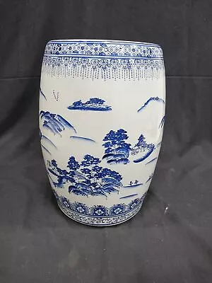 Vintage Chinese Chinoiserie Style Blue/White Porcelain Garden Stool • $70