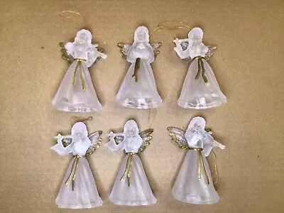 Vntg Silvestri Angel Christmas Ornaments 3.5” Lot Of 6 Acrylic Hang Over Lights • $12.50