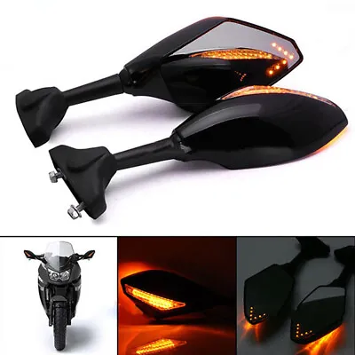 Motorcycle Rear View Side Mirror LED Turn Signal Light Lamp For Honda Kawasaki • $22.90