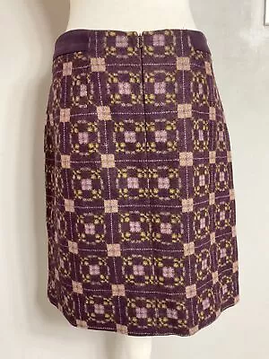 Laura Ashley Purple Wool Geometric Print Midi Knee Pencil Skirt UK 12 • £3.99