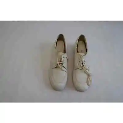 Vintage The Clinic Shoe Nursing White Leather Oxfords Handcrafted US Size 5B • $32