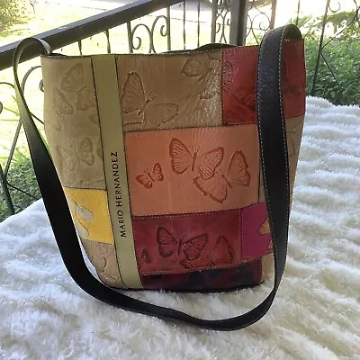 MARIO HERNANDEZ Shoulder Bag Butterfly Embossed Hand Made Purse • $119.99