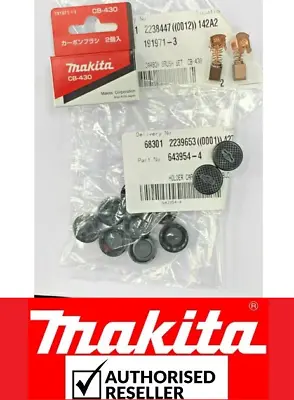 2XGenuine Makita Carbon Brush + 2XCaps For BGA450 BGA452 DGA452 BJS161 • £6.86