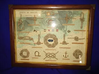 Vintage Nautical Boat Rope KNOTS Framed Picture Display • £23
