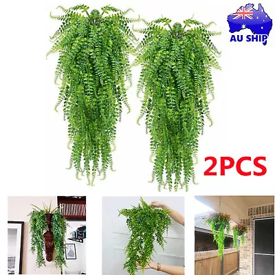 2X Waterproof Artificial Plants Hanging Fern Vine Fake Boston Fern Hanging Plant • $12.34