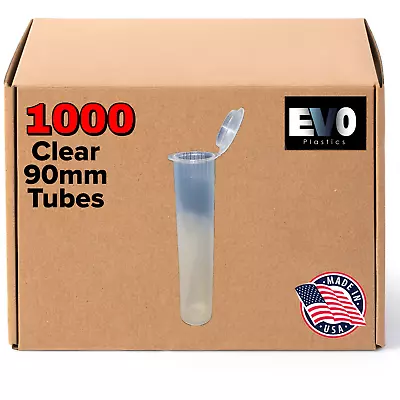 90mm Tubes - Clear - 1000 Count  Pop Top Joints BPA-Free Pre-Roll - USA Made • $109.99